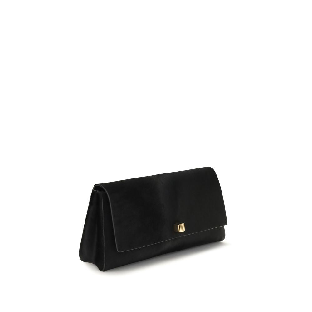 Khaite Black Calf Leather Bos Taurus Clutch Women's Bag