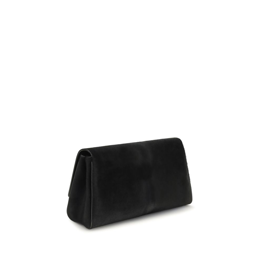 Khaite Black Calf Leather Bos Taurus Clutch Women's Bag