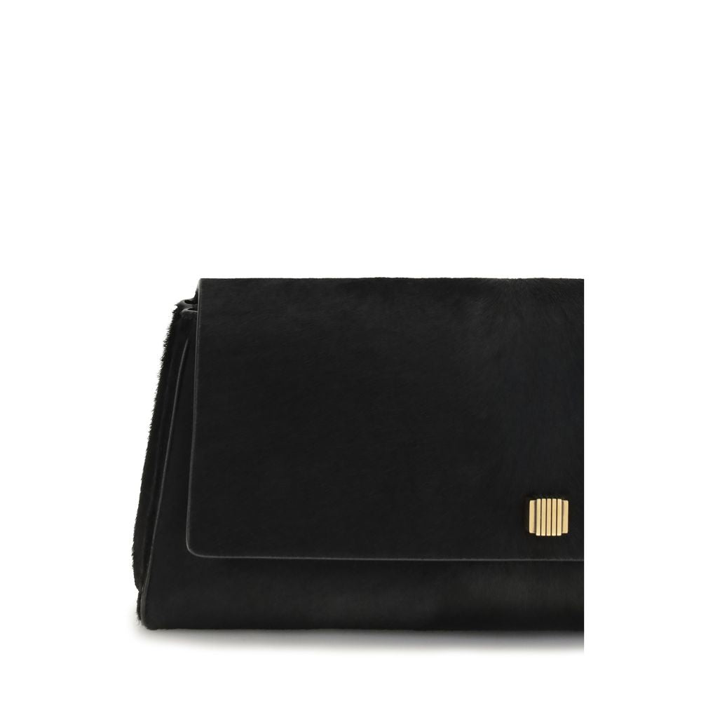 Khaite Black Calf Leather Bos Taurus Clutch Women's Bag