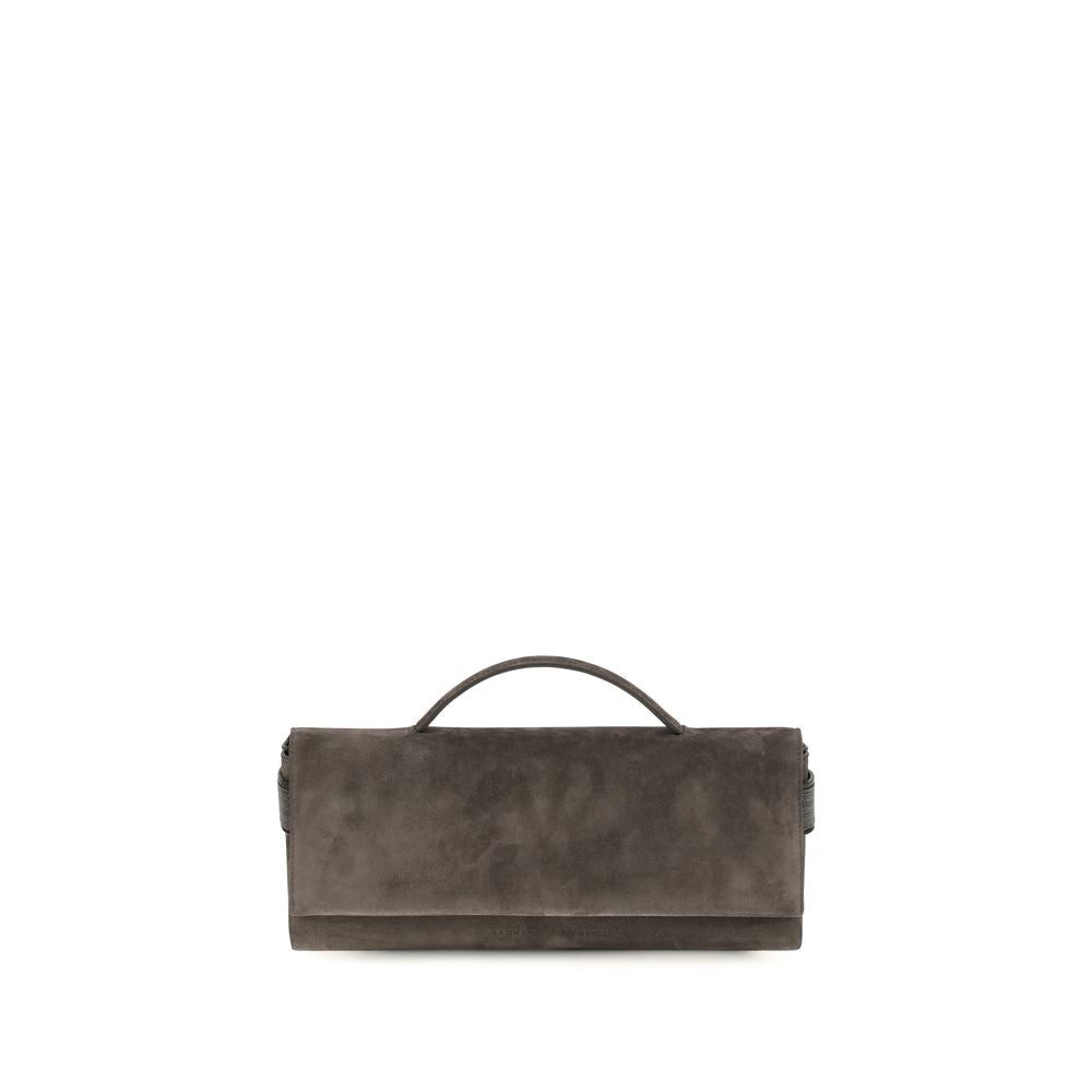 Brunello Cucinelli Brown Suede Leather Clutch Women's Bag
