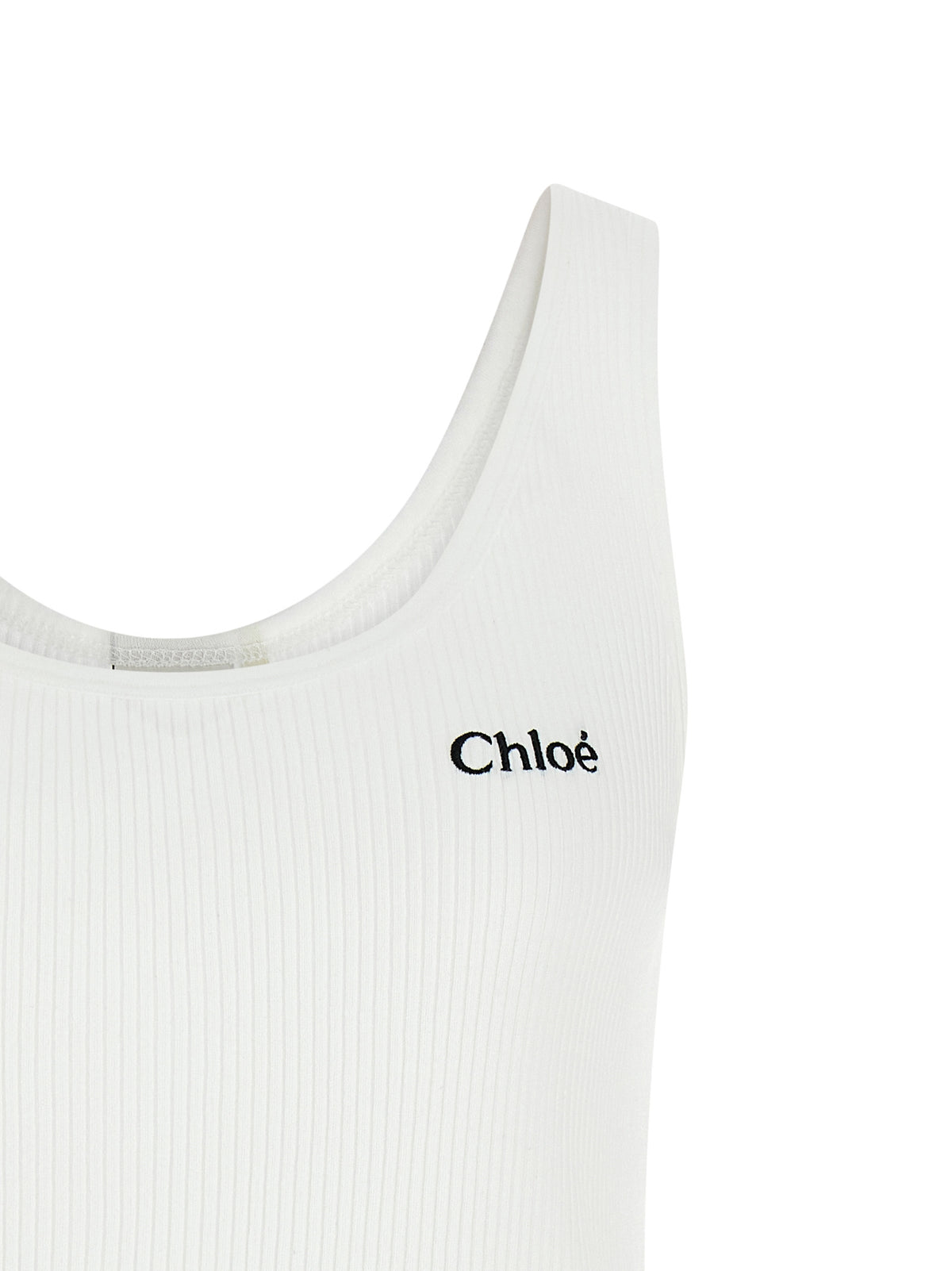 Chloé White Cotton Tank Women's Tops