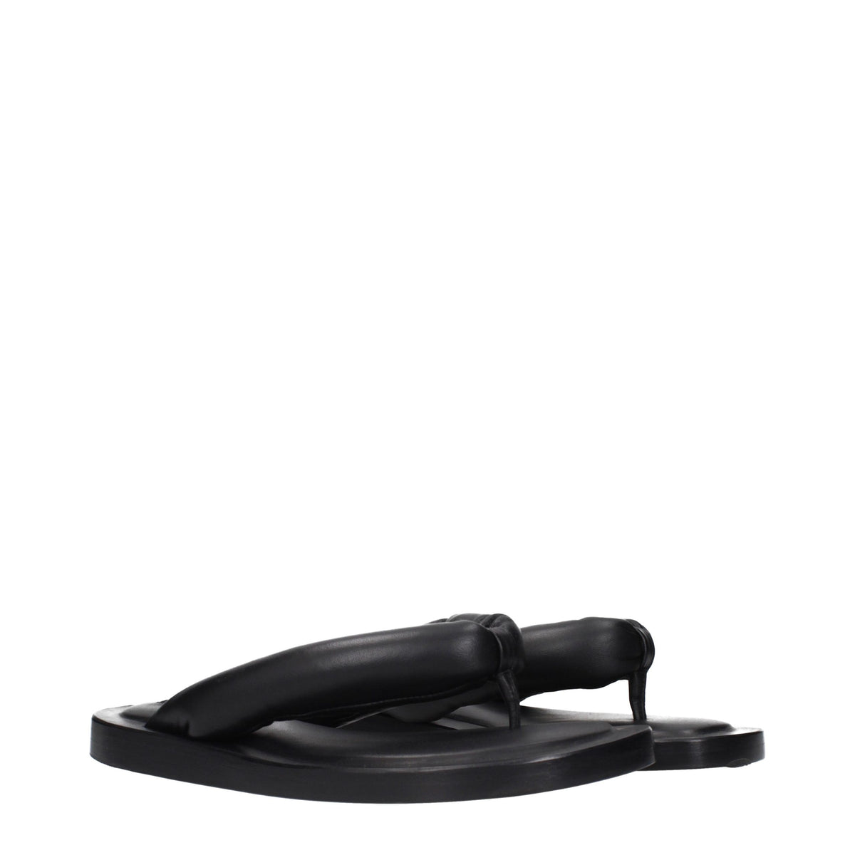 Jil Sander Black Leather Flip-Flop Women's Sandals