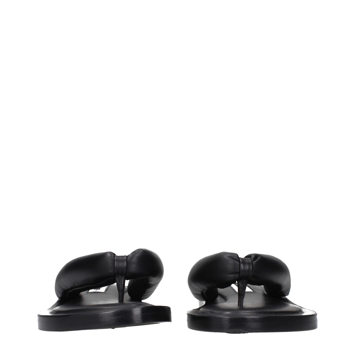 Jil Sander Black Leather Flip-Flop Women's Sandals