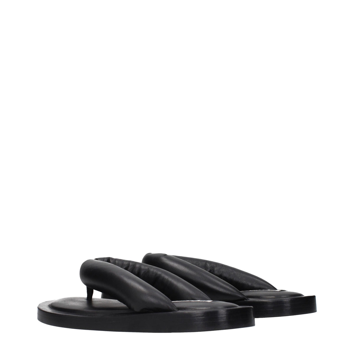 Jil Sander Black Leather Flip-Flop Women's Sandals