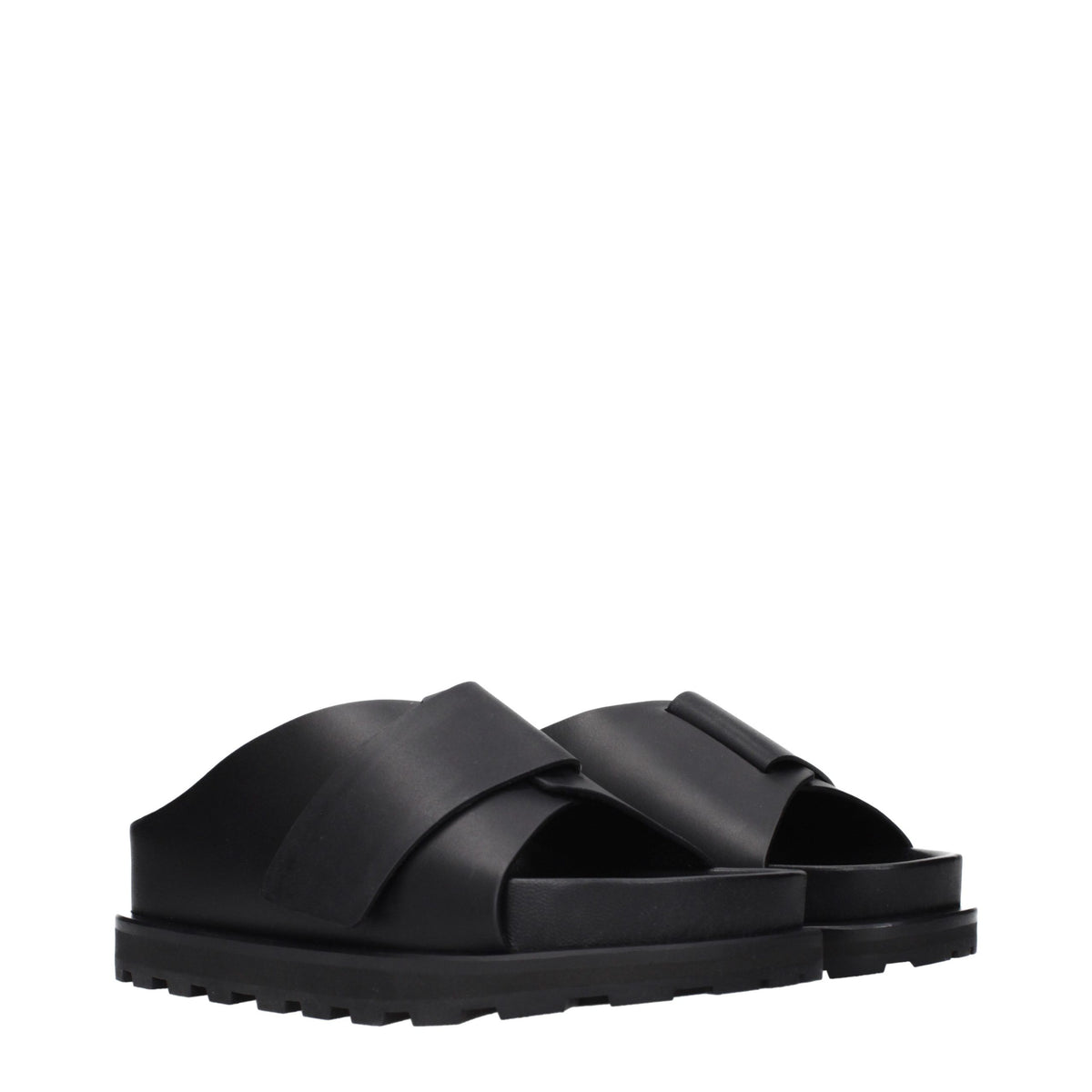 Jil Sander Black Leather Women's Slippers