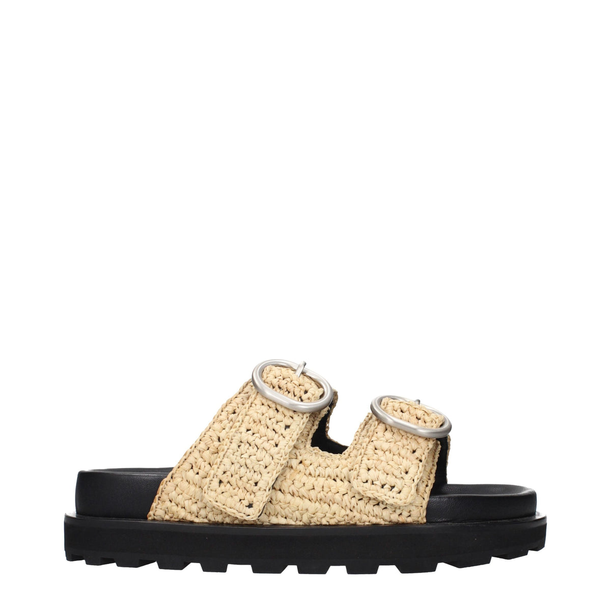 Jil Sander Beige Raffia Women's Slippers