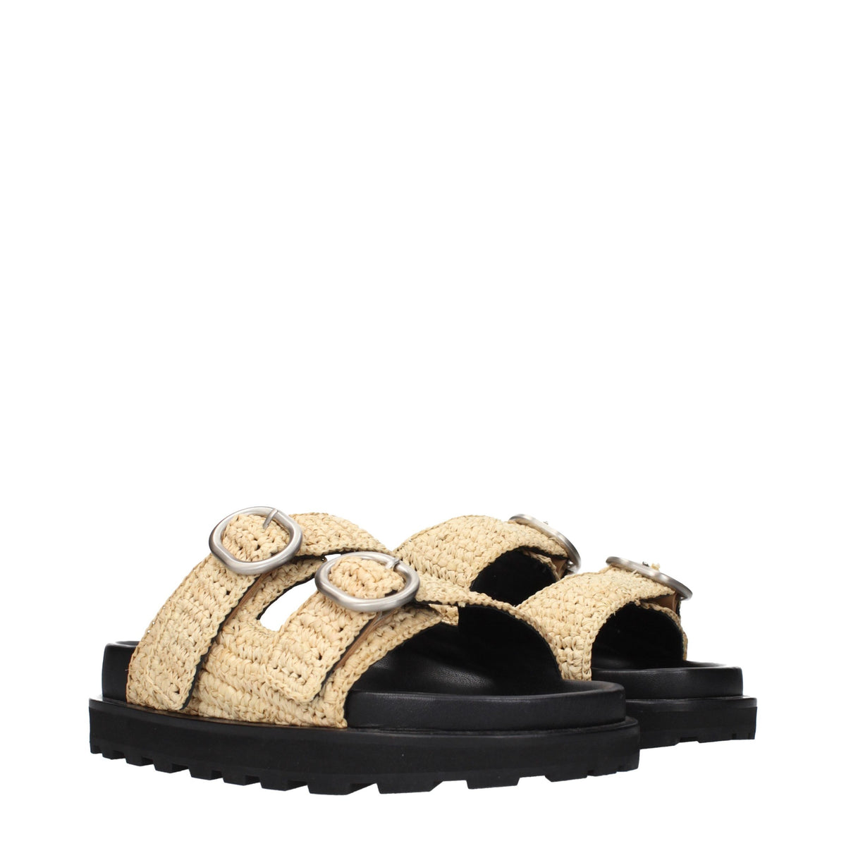 Jil Sander Beige Raffia Women's Slippers