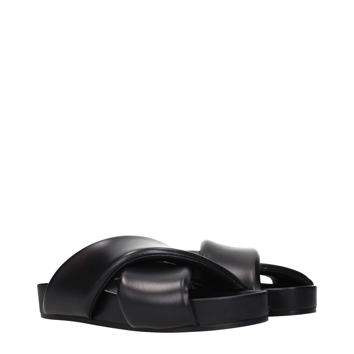 Jil Sander Black Leather Men's Slippers