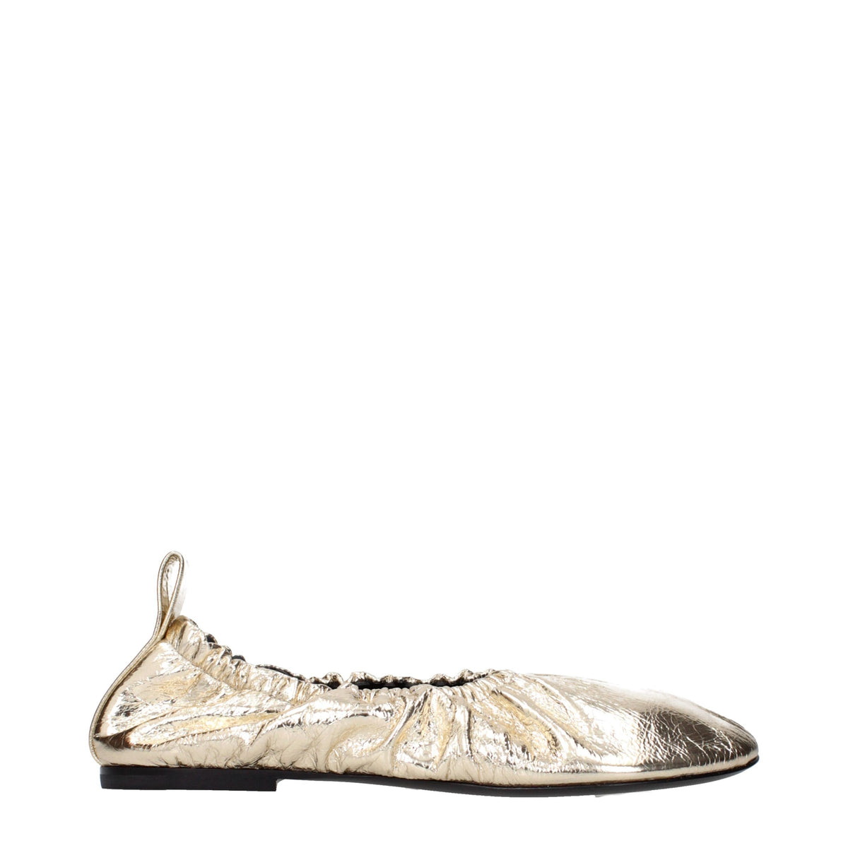 Jil Sander Gold Leather Ballet Women's Flats