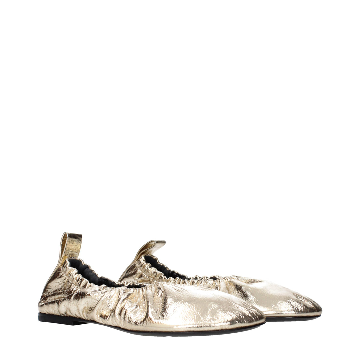 Jil Sander Gold Leather Ballet Women's Flats