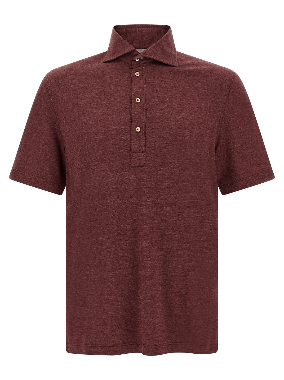 Brunello Cucinelli Bordeaux Virgin Wool Polo Men's Shirt