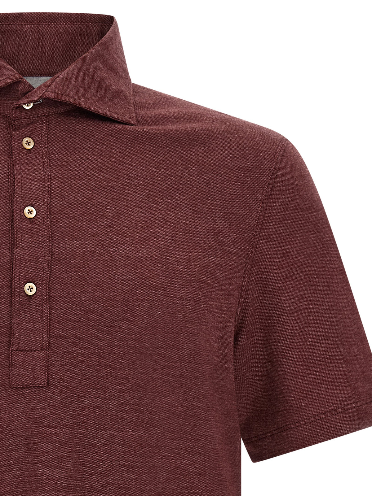 Brunello Cucinelli Bordeaux Virgin Wool Polo Men's Shirt