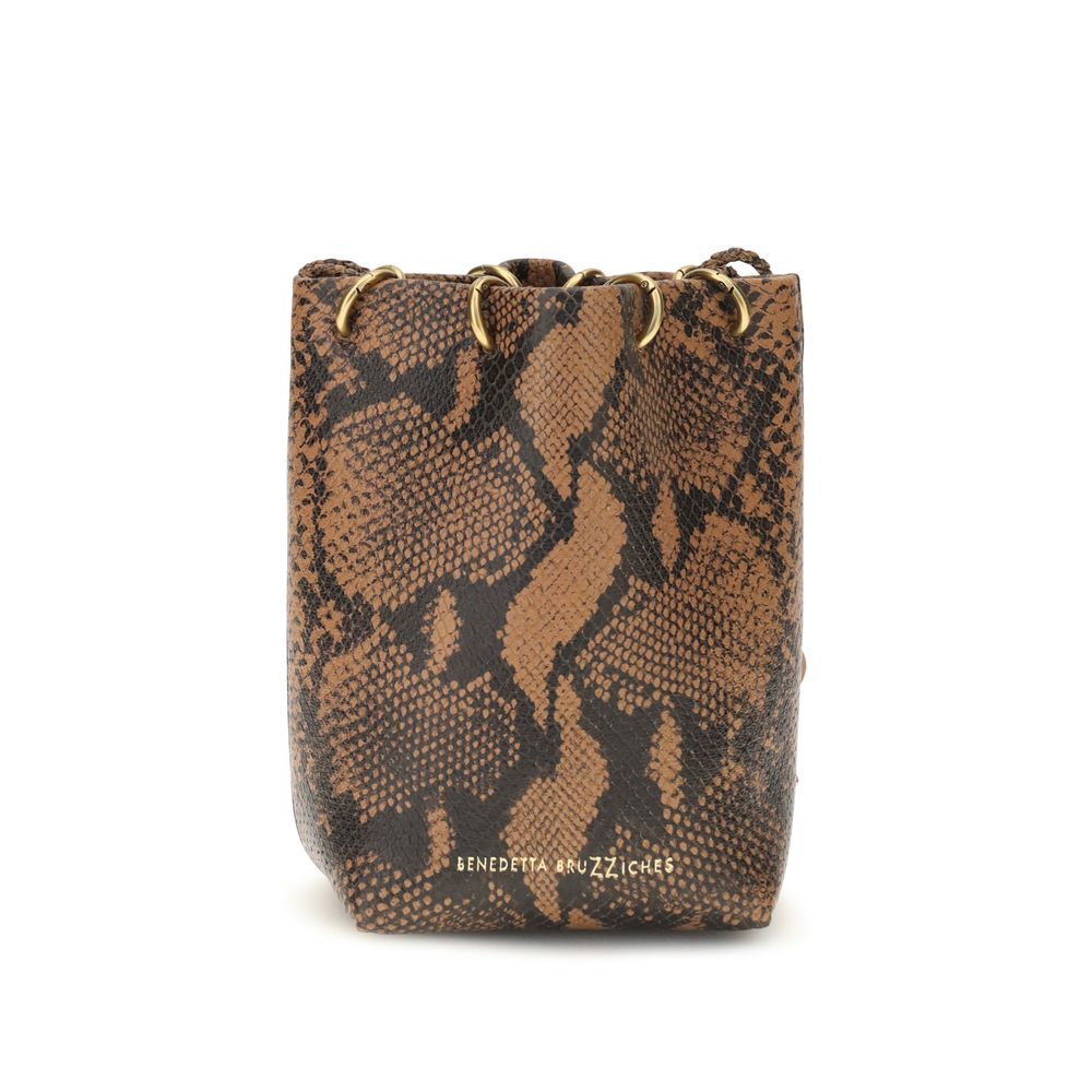 Benedetta Bruzziches Brown Calf Leather Bos Taurus Backet Women's Bag