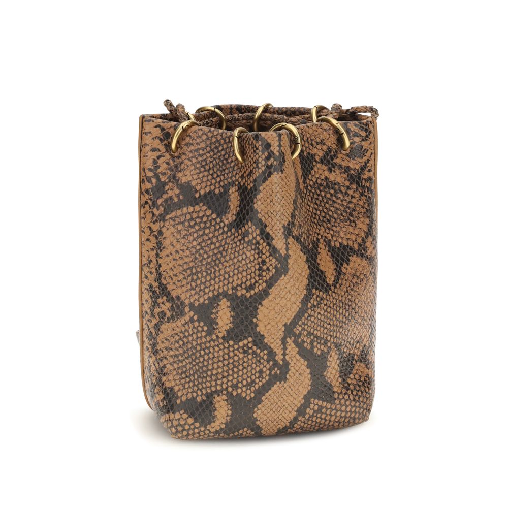Benedetta Bruzziches Brown Calf Leather Bos Taurus Backet Women's Bag