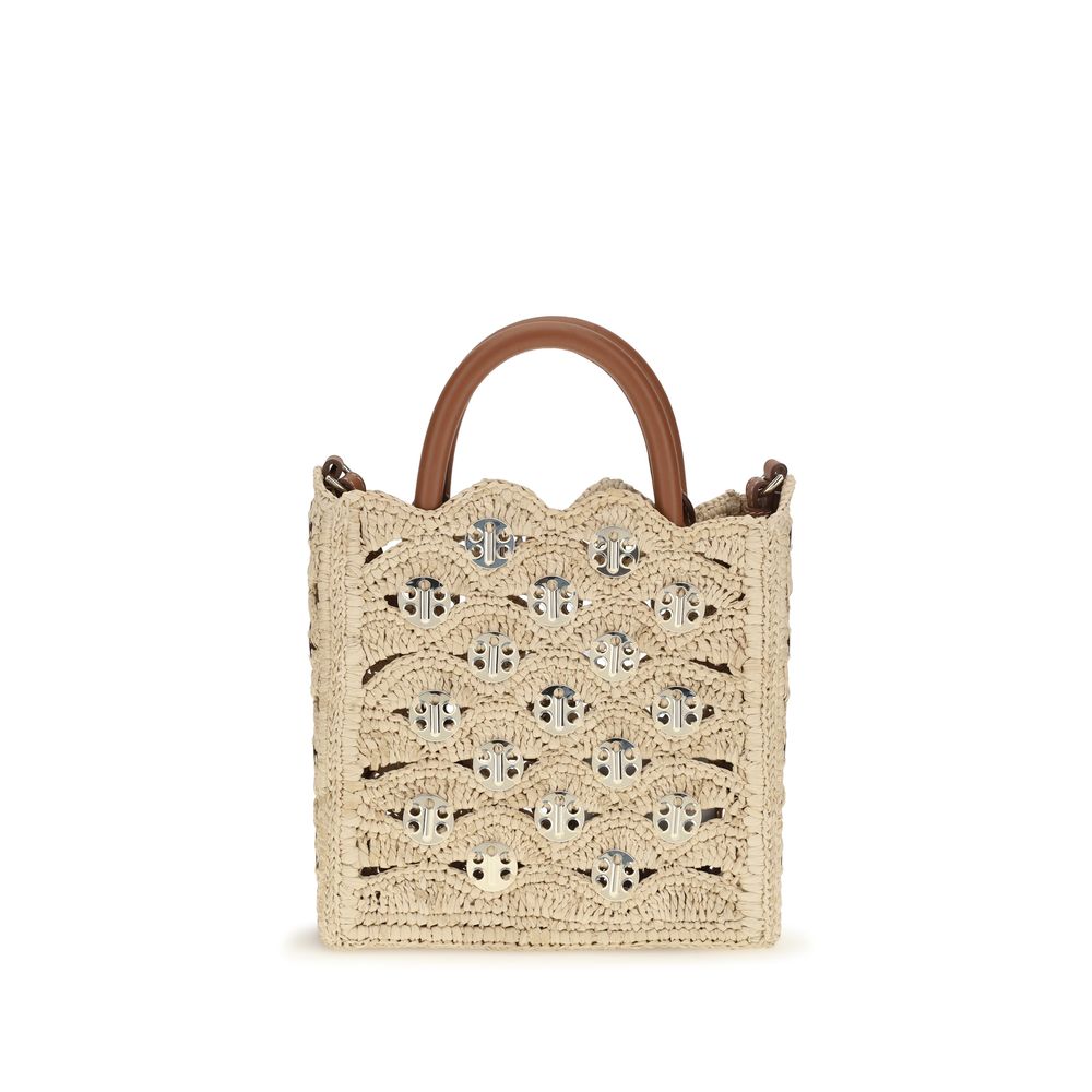 Rabanne Beige Raffia Shoulder Women's Bag