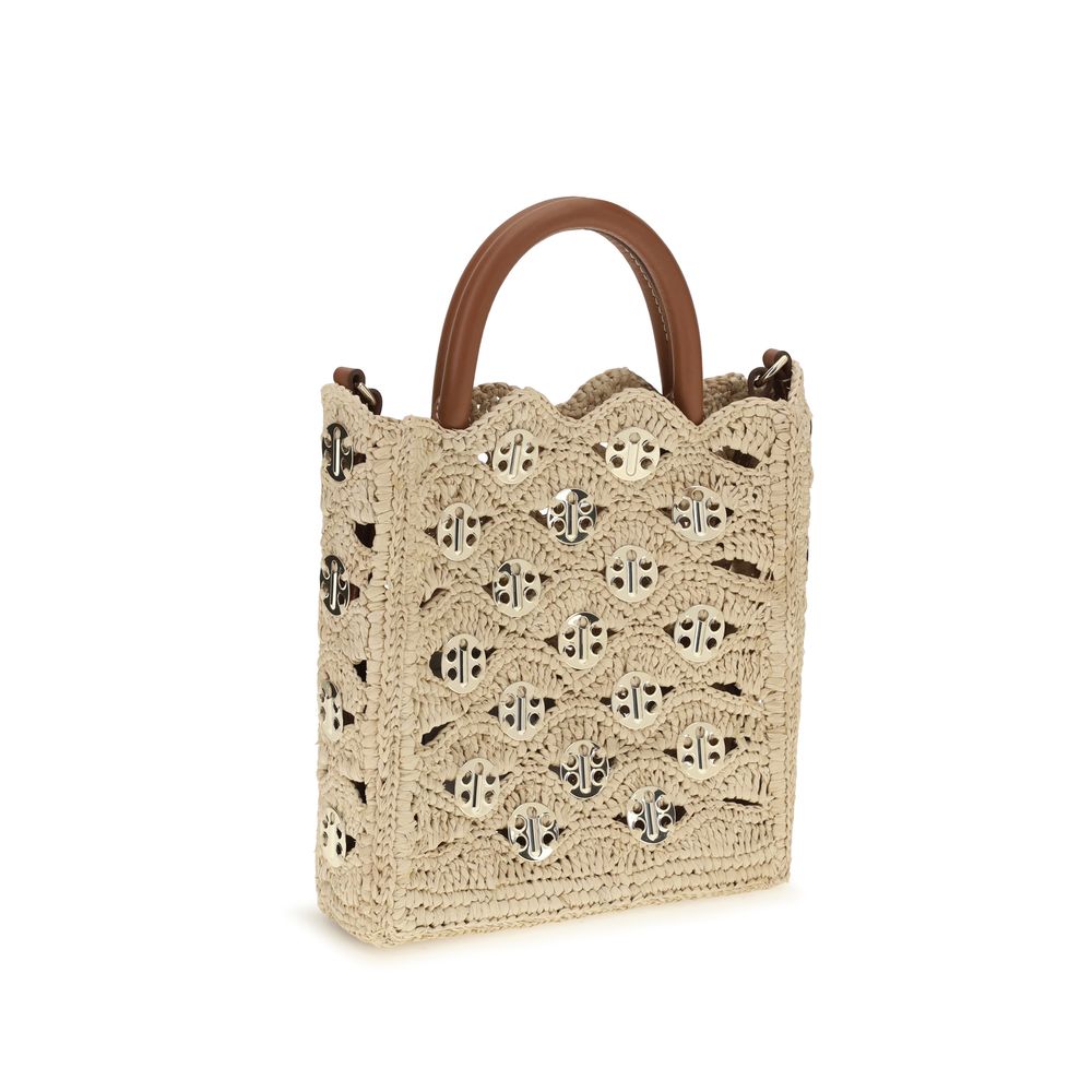 Rabanne Beige Raffia Shoulder Women's Bag