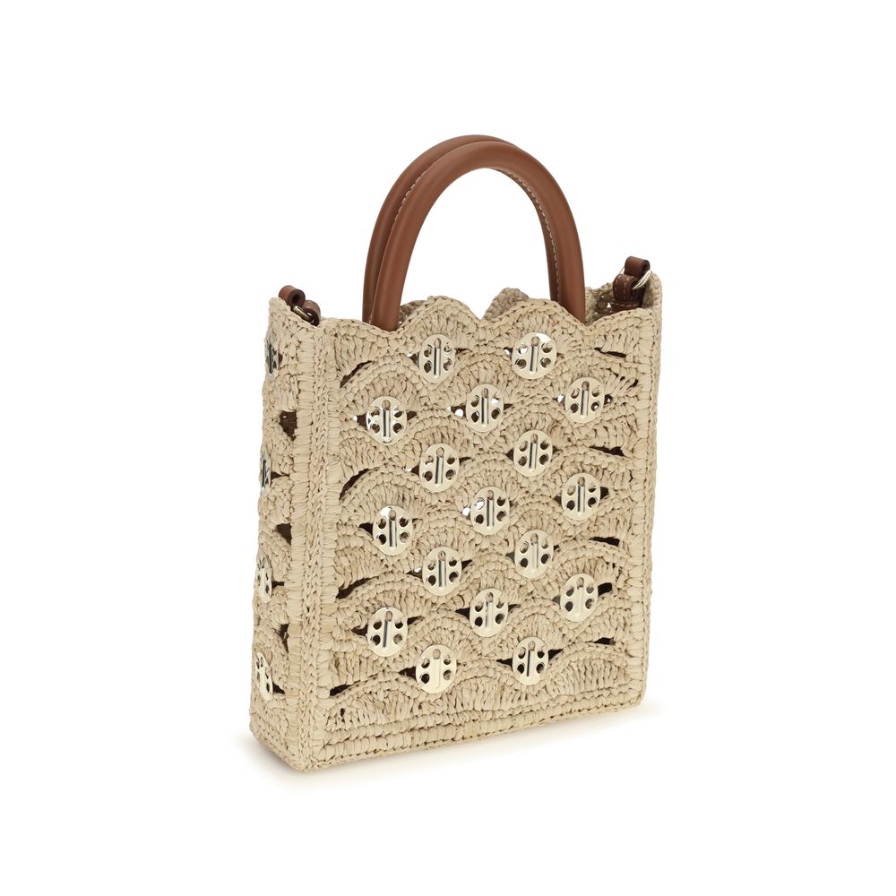 Rabanne Beige Raffia Shoulder Women's Bag
