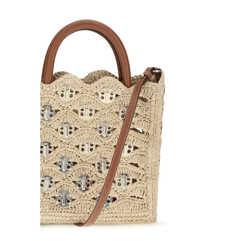 Rabanne Beige Raffia Shoulder Women's Bag