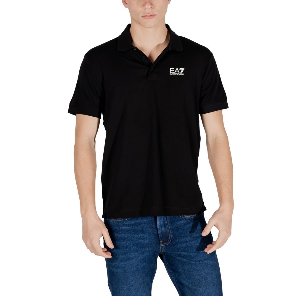 EA7 Emporio Armani Black Cotton Polo Men's Shirt