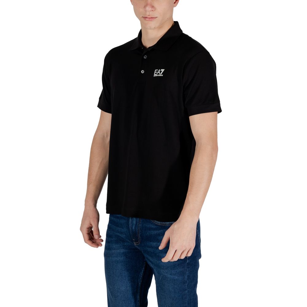 EA7 Emporio Armani Black Cotton Polo Men's Shirt