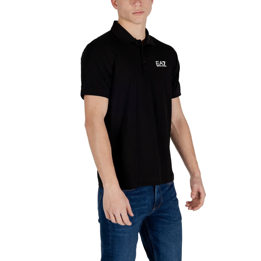 EA7 Emporio Armani Black Cotton Polo Men's Shirt