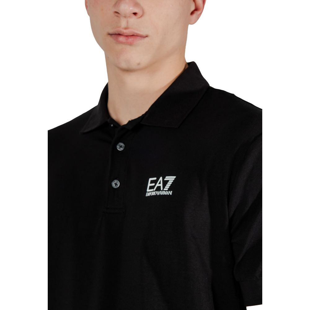 EA7 Emporio Armani Black Cotton Polo Men's Shirt