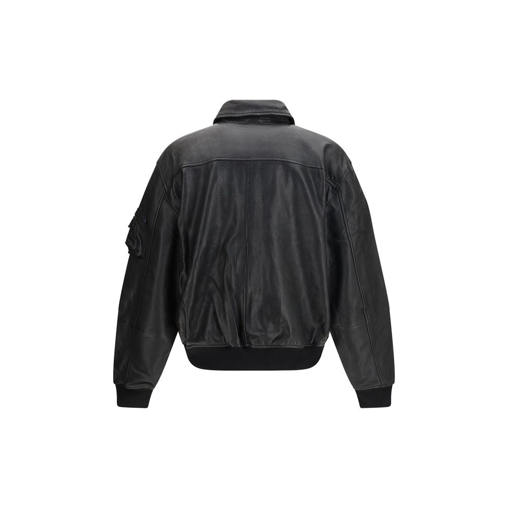 ALPHA INDUSTRIES Black Lambskin Leather Men's Jacket
