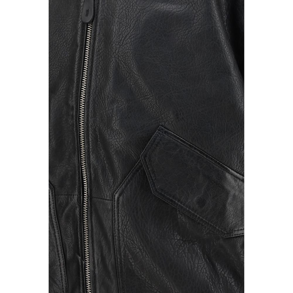 ALPHA INDUSTRIES Black Lambskin Leather Men's Jacket