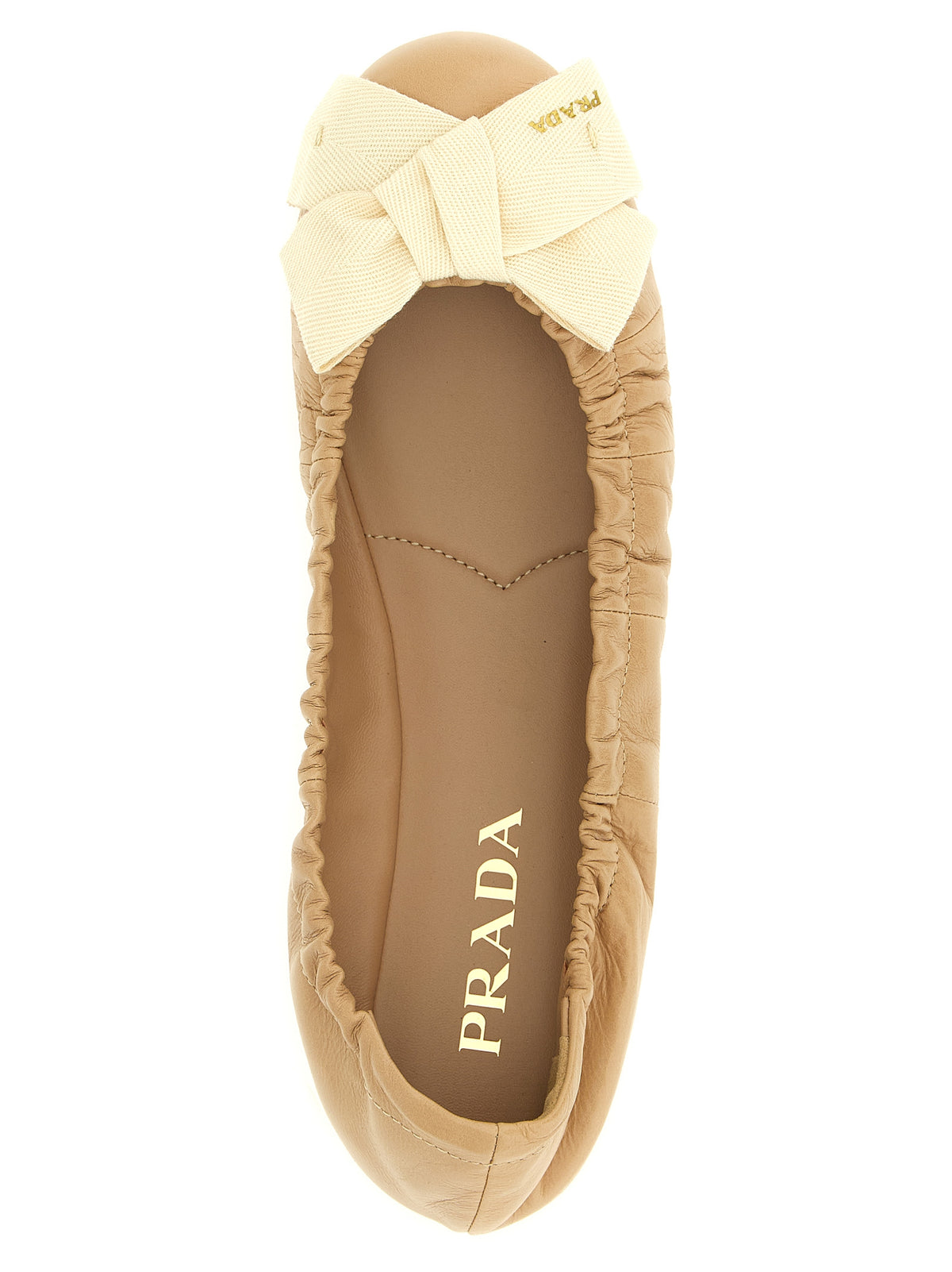 Prada Beige Calfskin Ballet Women's Flats