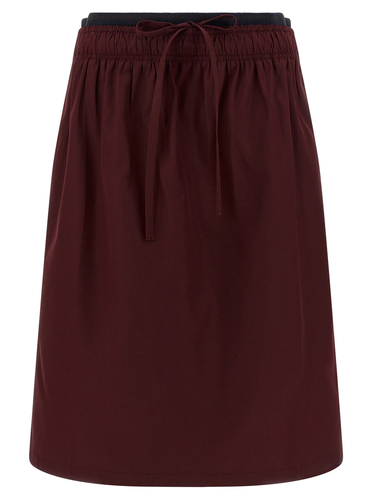 Prada Bordeaux Polyester Midi Women's Skirt