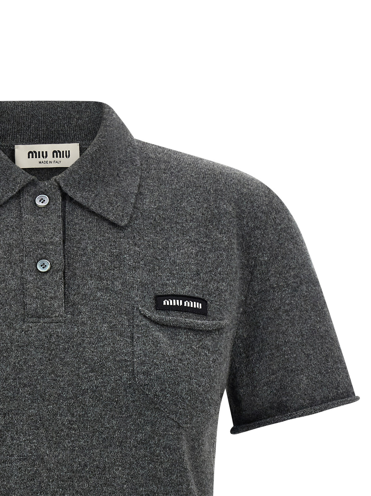 Miu Miu Gray Cashmere Polo Women's Shirt