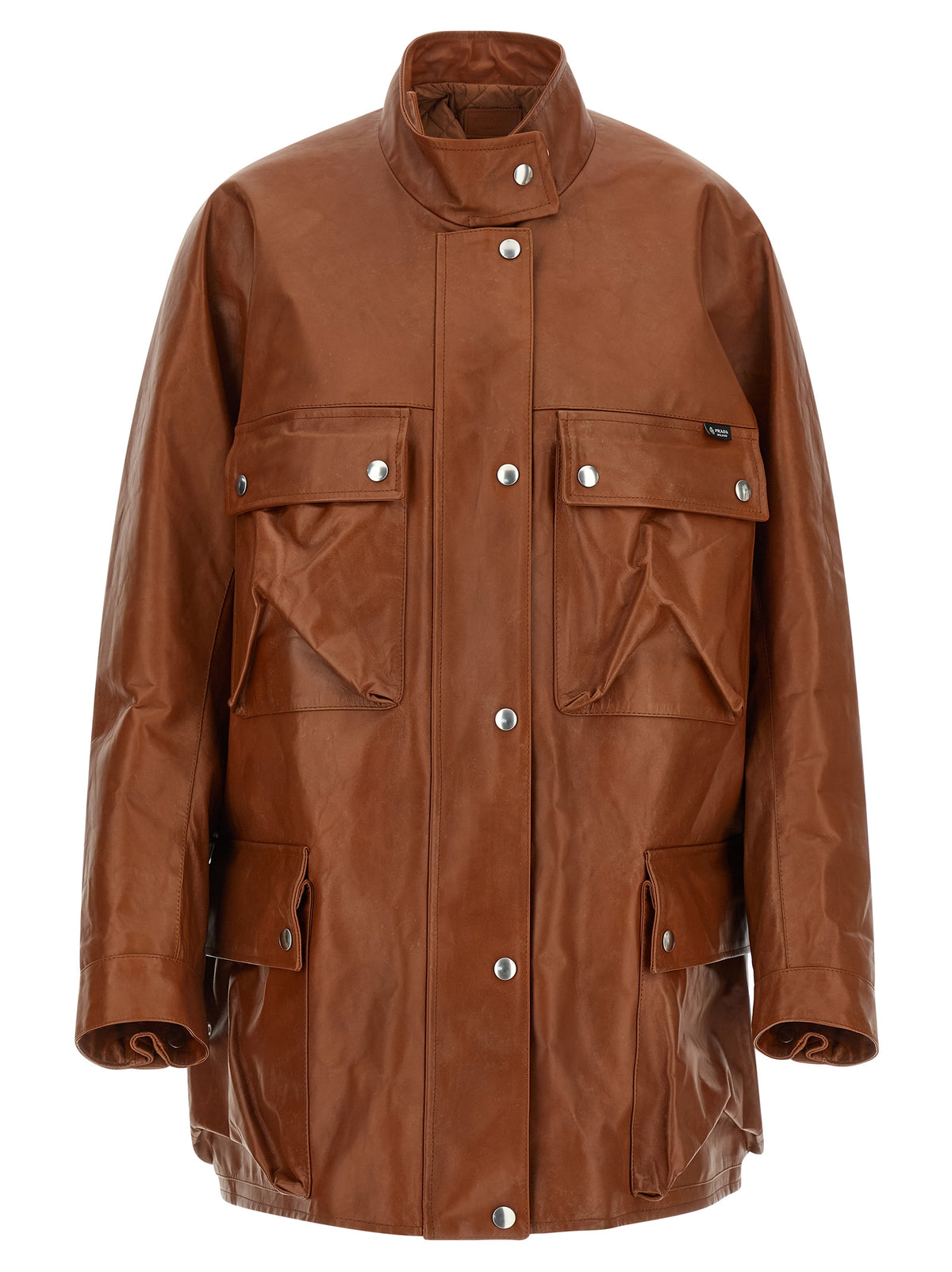 Prada Brown Calfskin Leather Women's Jacket
