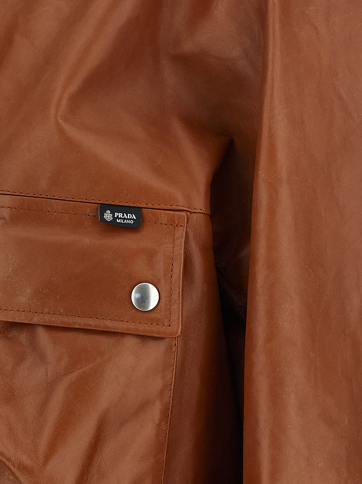 Prada Brown Calfskin Leather Women's Jacket