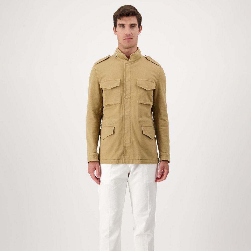 Autore Beige Cotton Full-Length Men's Jacket