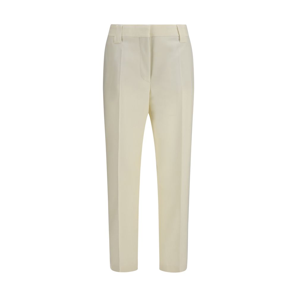 Versace Beige Wool Oves Aries Cropped Women's Pants