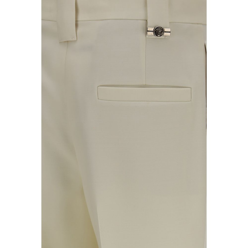 Versace Beige Wool Oves Aries Cropped Women's Pants
