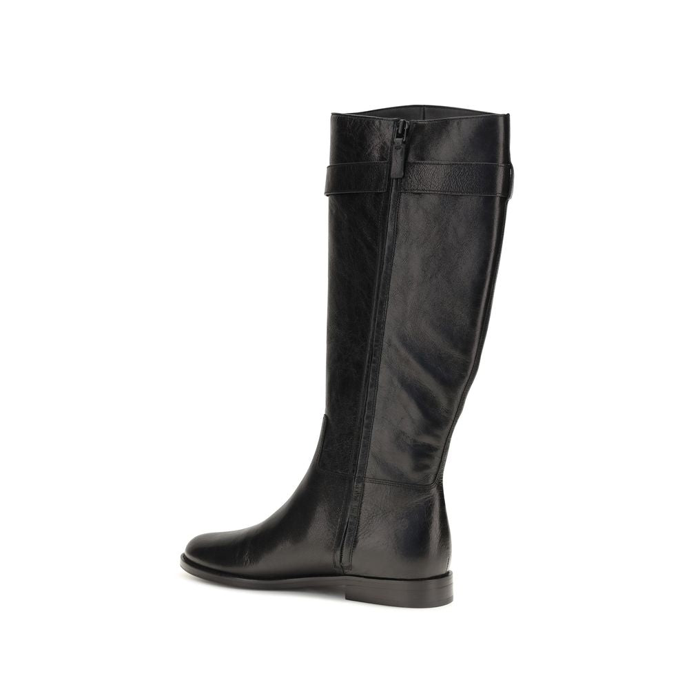 Tory Burch Black Calf Leather Bos Taurus Lace-Up Women's Boots
