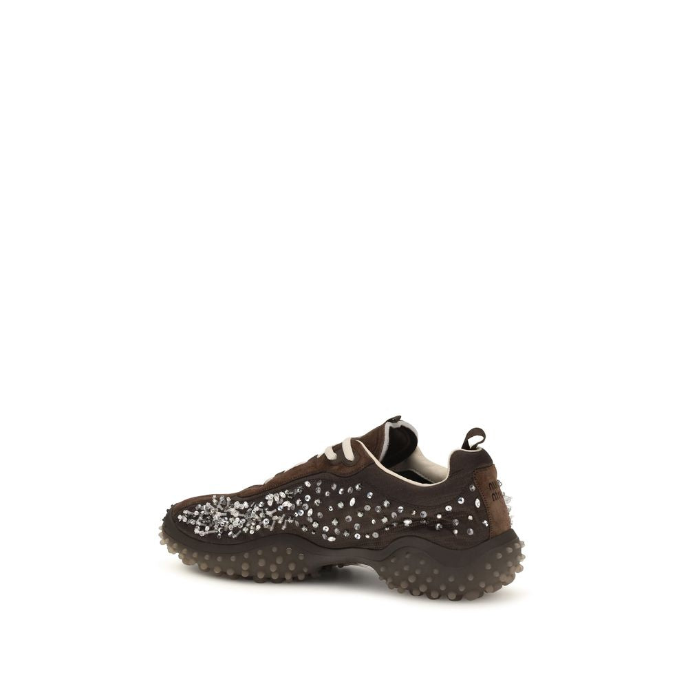 Miu Miu Brown Suede Leather Women's Sneakers