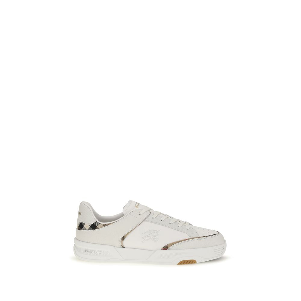 Burberry White Calf Leather Bos Taurus Low Top Men's Sneakers