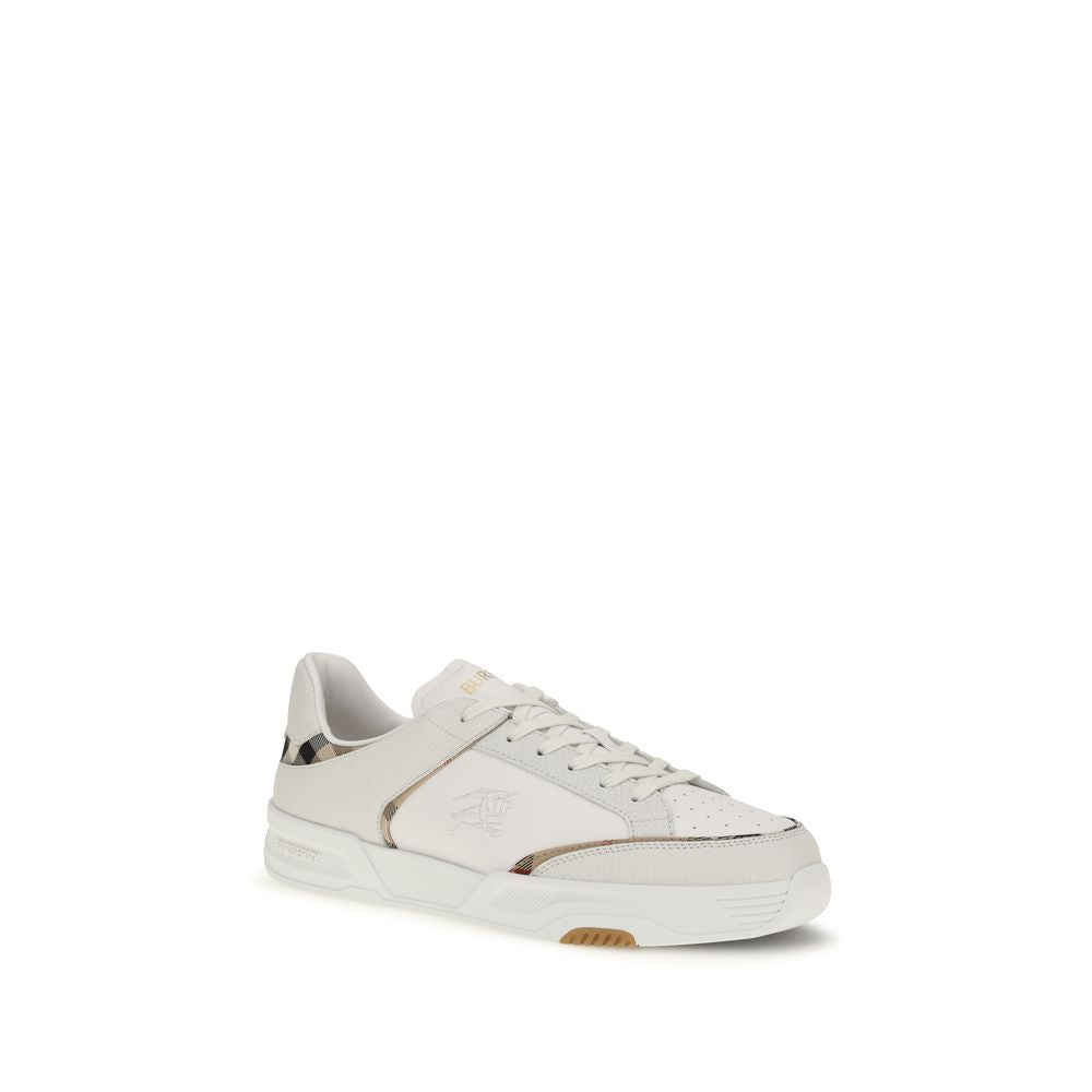 Burberry White Calf Leather Bos Taurus Low Top Men's Sneakers