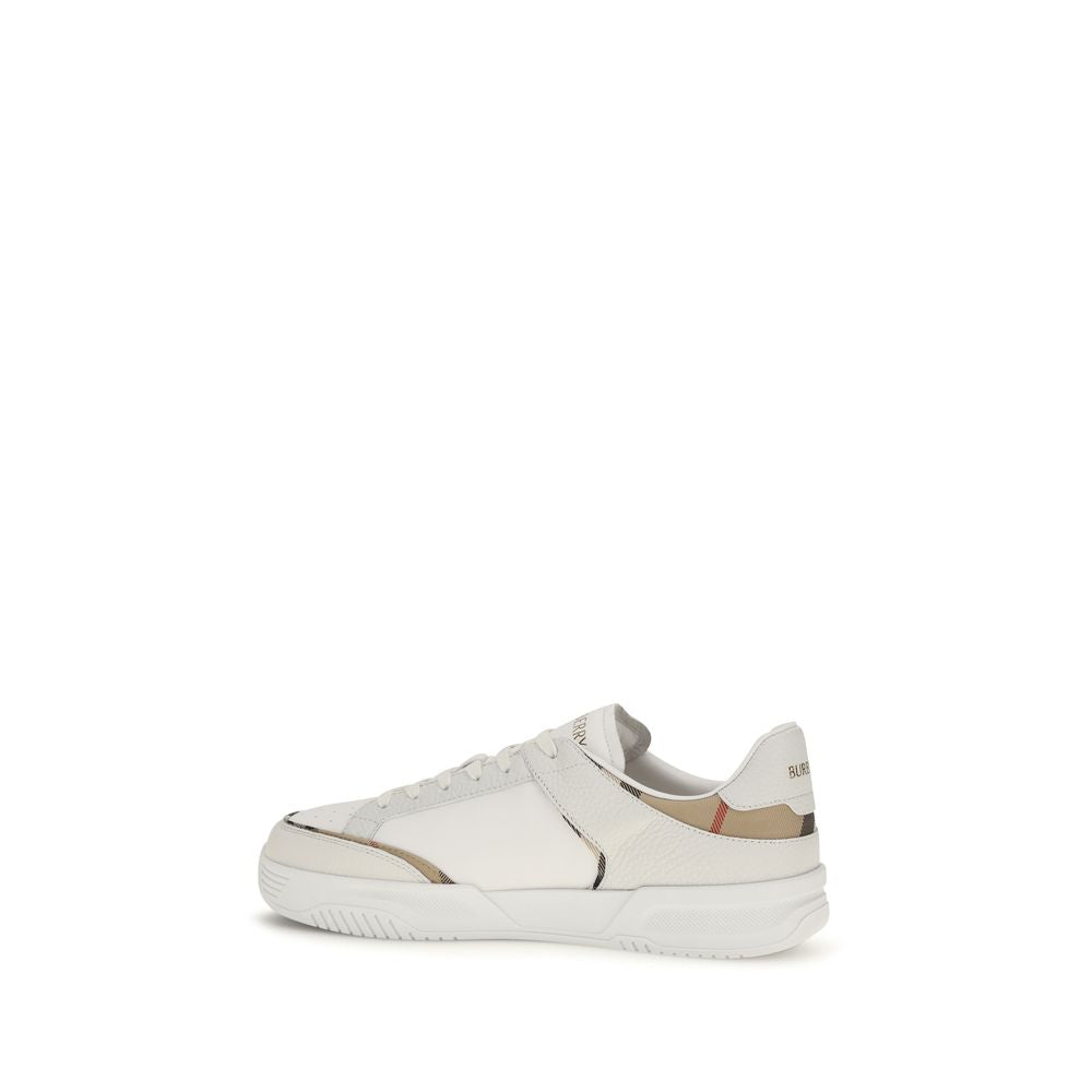 Burberry White Calf Leather Bos Taurus Low Top Men's Sneakers