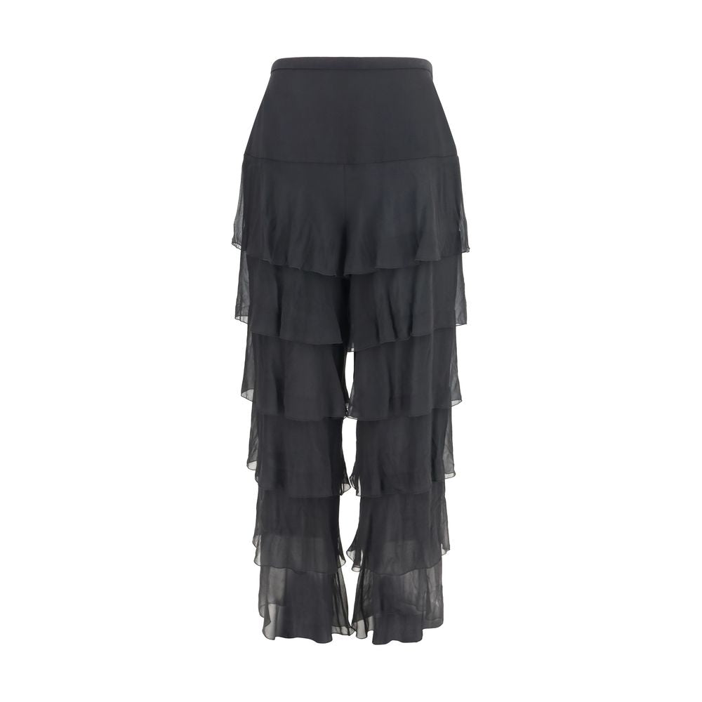 Valentino Garavani Black Silk Casual Women's Pants