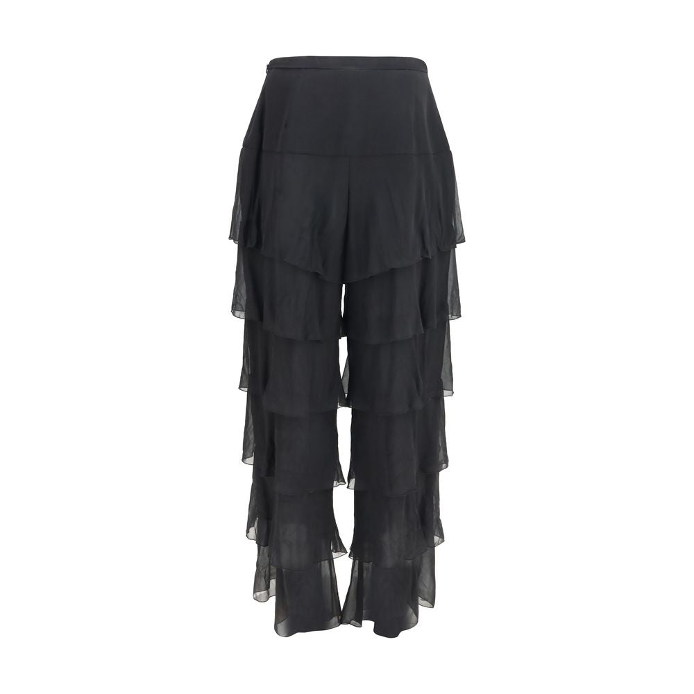 Valentino Garavani Black Silk Casual Women's Pants
