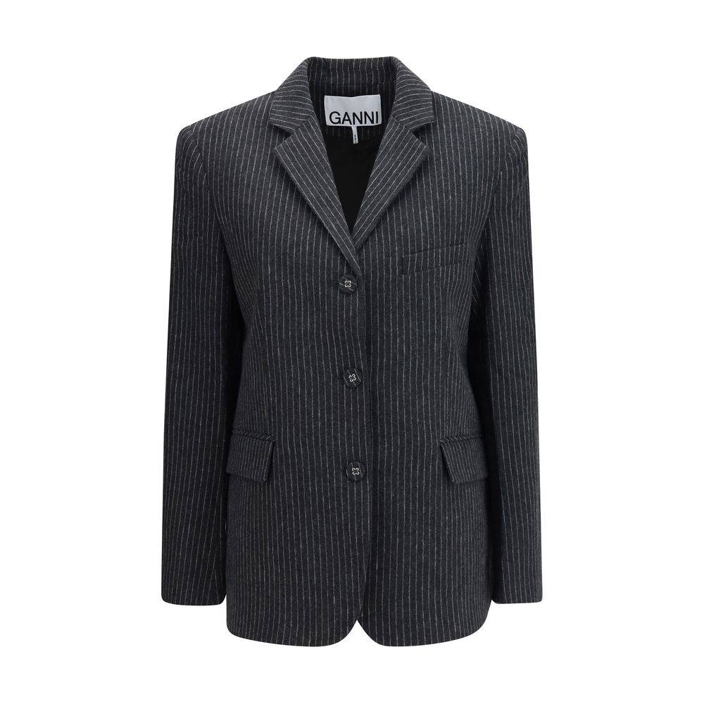 Ganni Gray Wool Oves Aries Women's Blazer