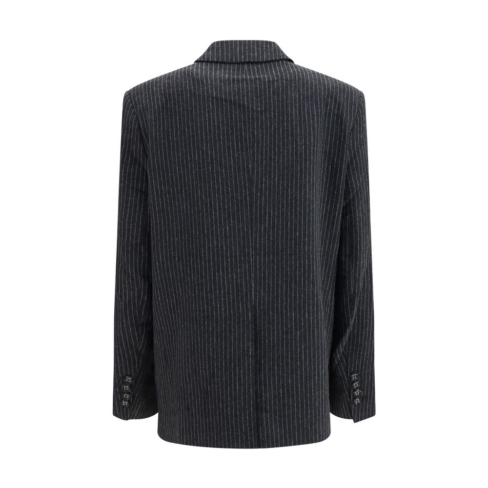 Ganni Gray Wool Oves Aries Women's Blazer