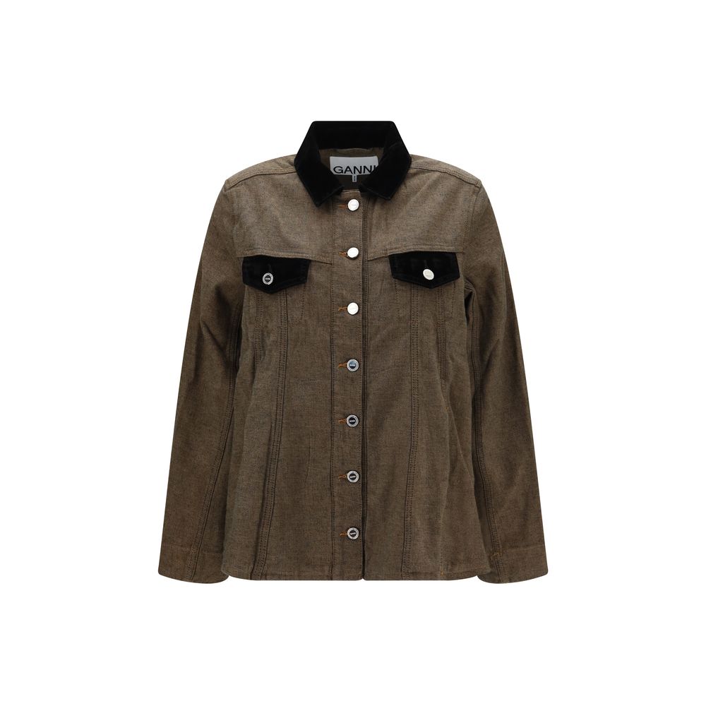 Ganni Brown Cotton Denim Women's Jacket