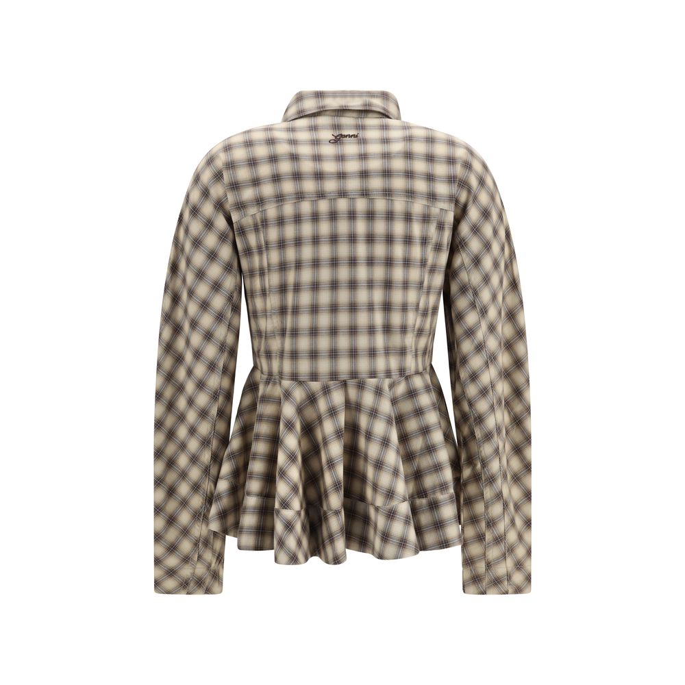 Ganni Beige Cotton Women's Blouse