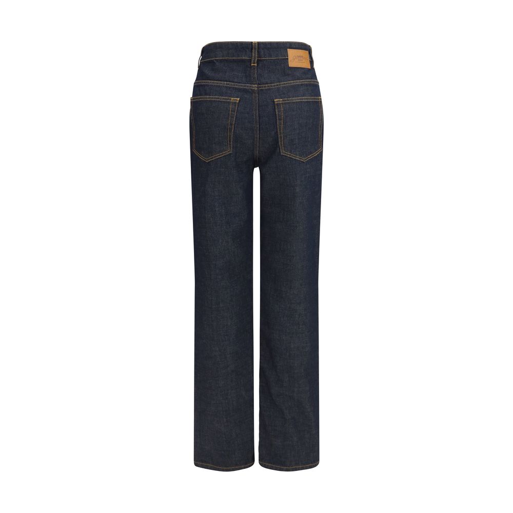 Ganni Blue Cotton Straight-Leg Women's Jeans