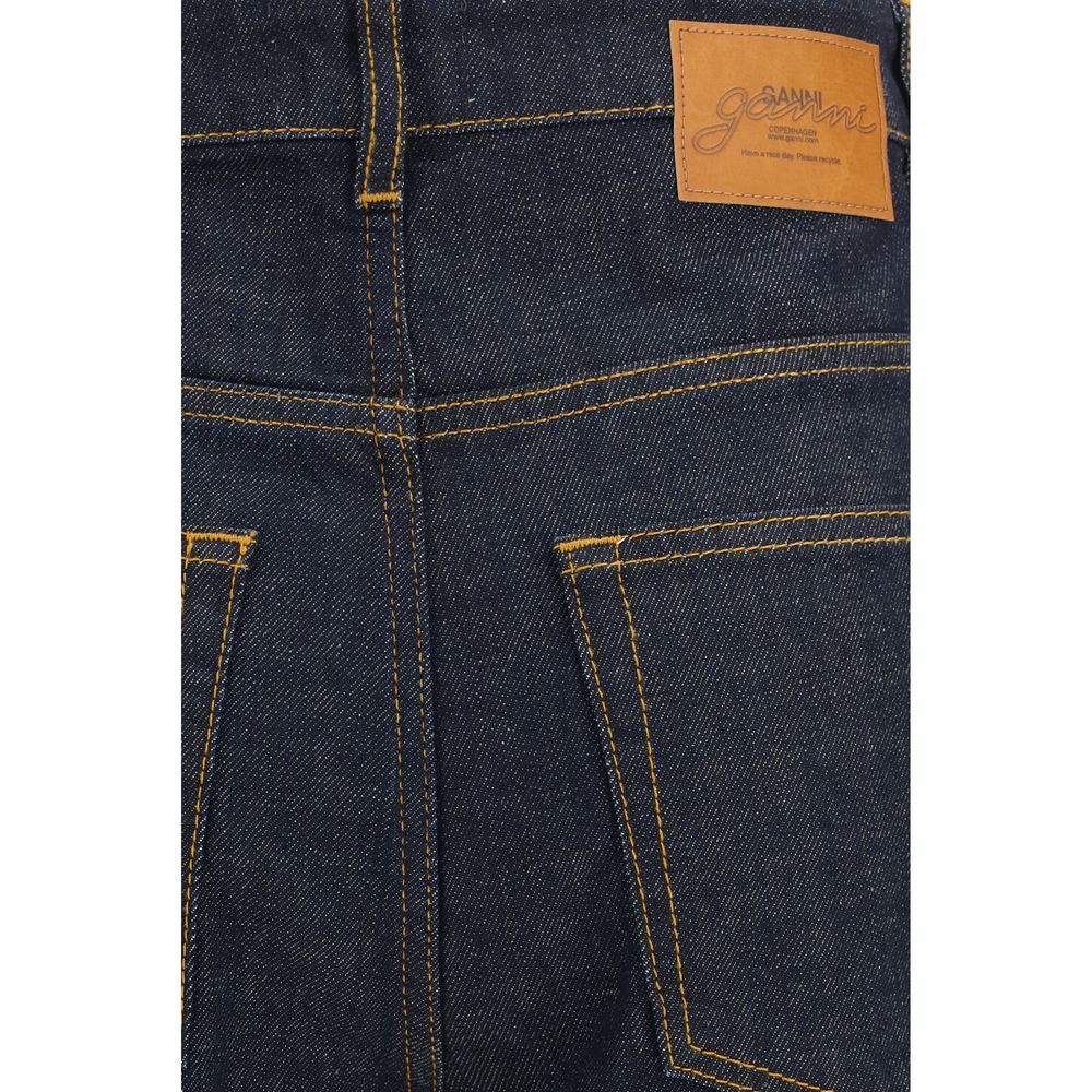 Ganni Blue Cotton Straight-Leg Women's Jeans