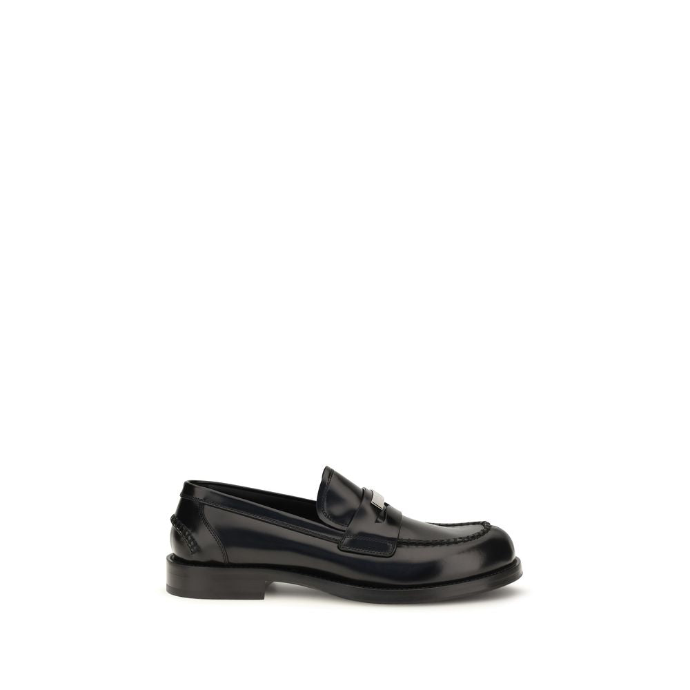 Dolce & Gabbana Black Calf Leather Bos Taurus Slip-On Men's Loafers